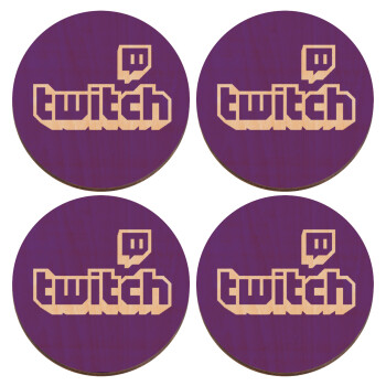 Twitch, ΣΕΤ x4 Σουβέρ ξύλινα στρογγυλά plywood (9cm)