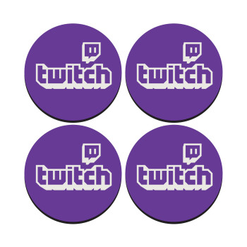 Twitch, SET of 4 round wooden coasters (9cm)