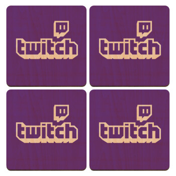 Twitch, ΣΕΤ x4 Σουβέρ ξύλινα τετράγωνα plywood (9cm)