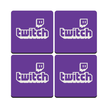 Twitch, ΣΕΤ 4 Σουβέρ ξύλινα τετράγωνα (9cm)