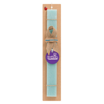 Twitch, Easter Set, wooden keychain & aromatic flat Easter candle (30cm) (TURQUOISE)