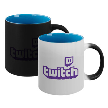 Twitch, Κούπα Μαγική εσωτερικό μπλε, κεραμική 330ml που αλλάζει χρώμα με το ζεστό ρόφημα