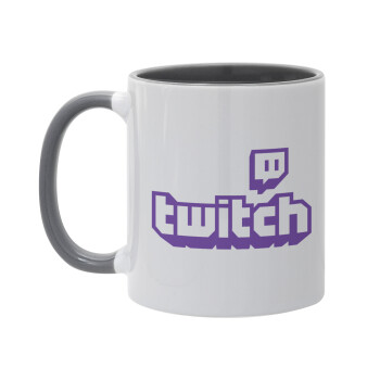 Twitch, Κούπα χρωματιστή γκρι, κεραμική, 330ml