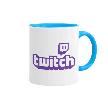 Twitch, Κούπα χρωματιστή γαλάζια, κεραμική, 330ml