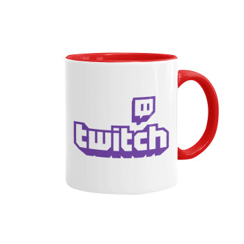 Twitch, Κούπα χρωματιστή κόκκινη, κεραμική, 330ml