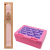 Easter Set, children's snack container PINK & scented flat Easter candle (30cm) (PINK)