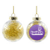 Transparent Christmas tree ball ornament with gold filling 8cm