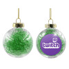 Transparent Christmas tree ball ornament with green filling 8cm