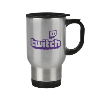 Twitch, Stainless steel travel mug with lid, double wall 450ml