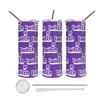 Twitch, 360 Eco friendly stainless steel tumbler 600ml, with metal straw & cleaning brush