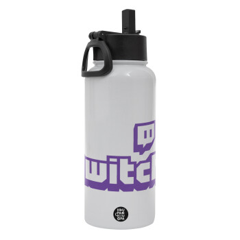 Twitch, Metal mug thermo White with Straw and Spout Lid (Stainless steel), double wall, 950ml