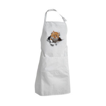 Cat cracked, Adult Chef Apron (with sliders and 2 pockets)