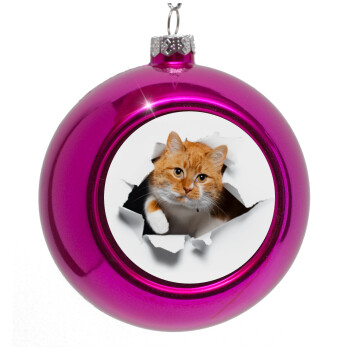 Cat cracked, Purple Christmas tree ornament bauble 8cm