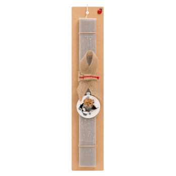 Cat cracked, Easter Set, wooden keychain & scented Easter candle flat (30cm) (GRAY)