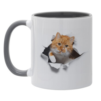 Cat cracked, Mug colored grey, ceramic, 330ml