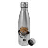 Metallic water bottle, stainless steel, 750ml