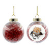 Transparent Christmas tree ball ornament with red filling 8cm