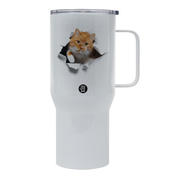 Cat cracked, Mega Stainless steel Tumbler with lid, double wall 750L