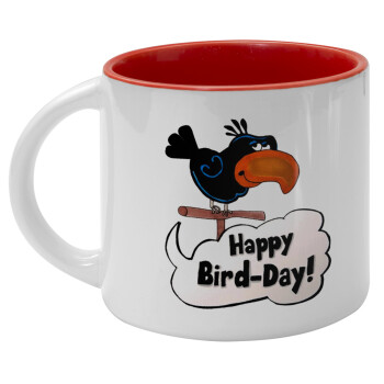 Happy Bird Day, Κούπα κεραμική 400ml Λευκή/Κόκκινη