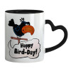 Mug heart black handle, ceramic, 330ml