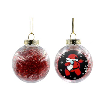 Among US Xmas, Transparent Christmas tree ball ornament with red filling 8cm