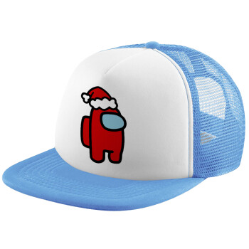 Among US Santa, Child's Soft Trucker Hat with Blue/White Mesh (POLYESTER, CHILD, ONE SIZE)