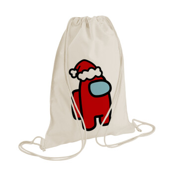 Among US Santa, Backpack bag GYMBAG natural (28x40cm)