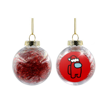 Among US Santa, Transparent Christmas tree ball ornament with red filling 8cm