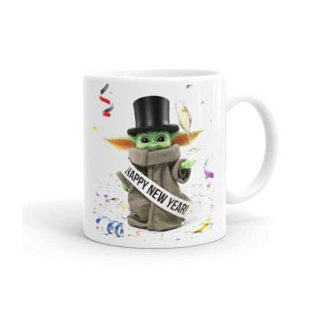 Yoda happy new year, Ceramic coffee mug, 330ml (1pcs)