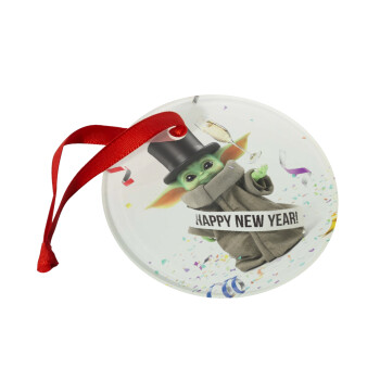 Yoda happy new year, Christmas ornament glass 9cm