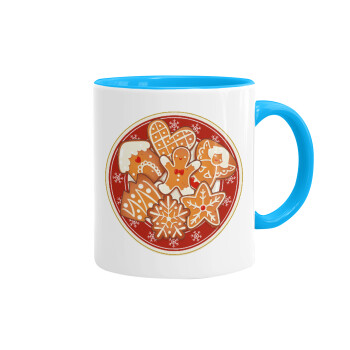 xmas cookies, Mug colored light blue, ceramic, 330ml