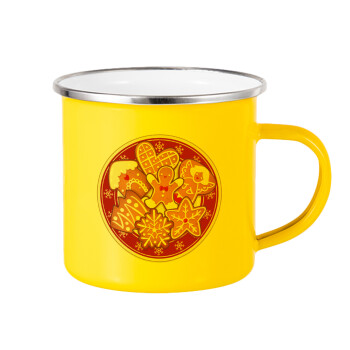 xmas cookies, Yellow Enamel Metallic Cup 360ml