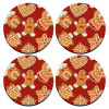 SET of 4 round wooden coasters (9cm)