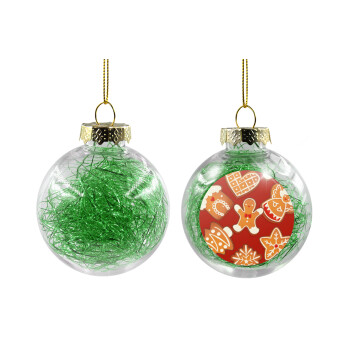 xmas cookies, Transparent Christmas tree ball ornament with green filling 8cm