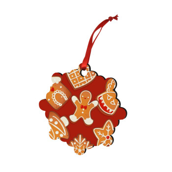 xmas cookies, Christmas ornament snowflake wooden 7.5cm