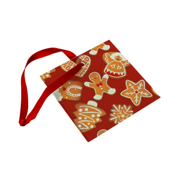 xmas cookies, Christmas ornament, glass square ornament 9x9cm