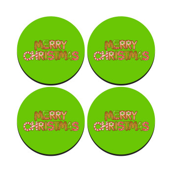 xmas μπισκότα, SET of 4 round wooden coasters (9cm)