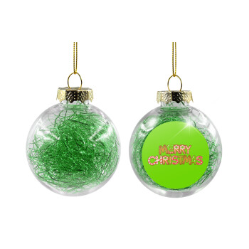 xmas μπισκότα, Χριστουγεννιάτικη μπάλα δένδρου διάφανη με πράσινο γέμισμα 8cm