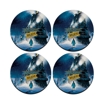 The Polar Express, SET of 4 round wooden coasters (9cm)