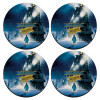 SET of 4 round wooden coasters (9cm)