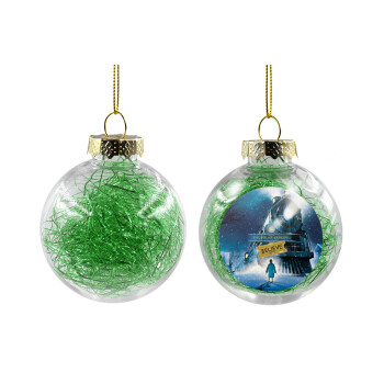 The Polar Express, Transparent Christmas tree ball ornament with green filling 8cm