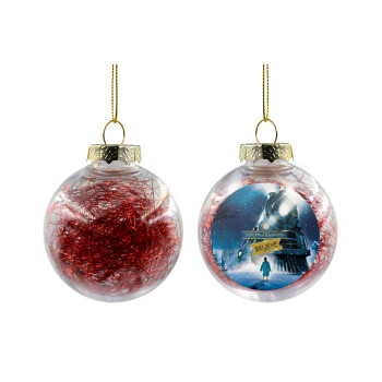 The Polar Express, Transparent Christmas tree ball ornament with red filling 8cm