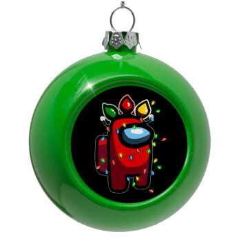 Among US xmas lights, Green Christmas tree ornament bauble 8cm