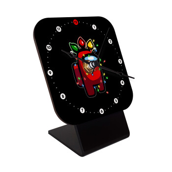 Among US xmas lights, Quartz Wooden table clock with hands (10cm)