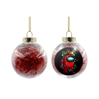 Among US xmas lights, Transparent Christmas tree ball ornament with red filling 8cm