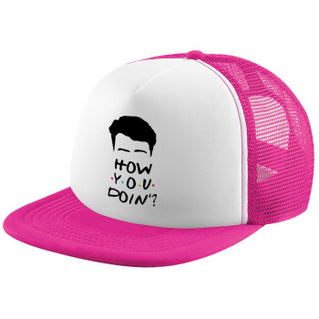 Friends how you doin?, Child's Soft Trucker Hat with Pink/White Mesh (POLYESTER, CHILD, ONE SIZE)