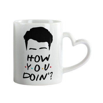 Friends how you doin?, Mug heart handle, ceramic, 330ml