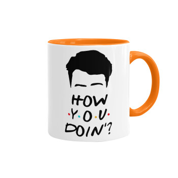 Friends how you doin?, Mug colored orange, ceramic, 330ml