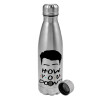 Metallic water bottle, stainless steel, 750ml