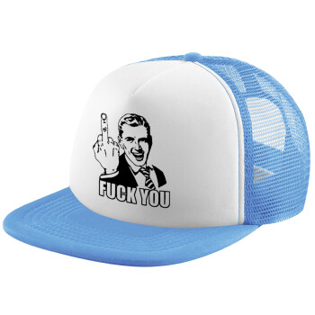 The finger, Καπέλο παιδικό Soft Trucker με Δίχτυ ΓΑΛΑΖΙΟ/ΛΕΥΚΟ (POLYESTER, ΠΑΙΔΙΚΟ, ONE SIZE)